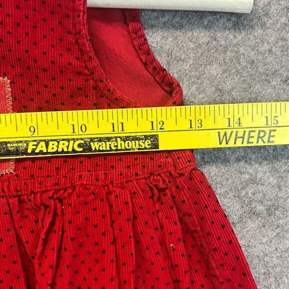 Vtg SAMARA Dress Girls 2T Red Heart Scottie Dog Polka Dot Corduroy Embroidery - Picture 8 of 15